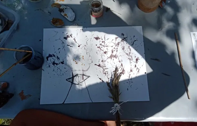 Sortie/atelier patrimoine et nature à Sainte-Radegonde : réalisation d'encres 1 - Rodez